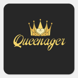 Gouden koningin van Queenager, spectaculaire konin Vierkante Sticker