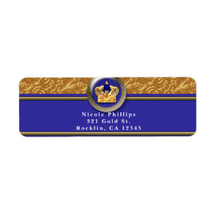 Gouden & Koninklijk Blauwe Kroon Verjaardagsfeest  Etiket