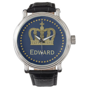 Gouden Koninklijke Kroon II + uw backgr. & ideeën Horloge