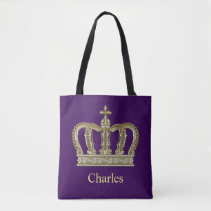 Gouden Koninklijke Kroon III + uw backgr. & ideeë Tote Bag