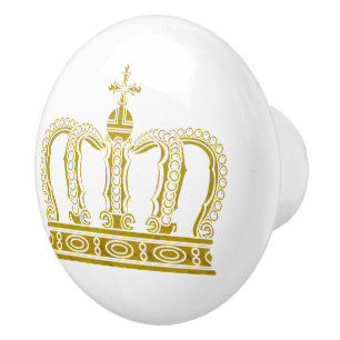 Gouden Koninklijke Kroon + uw backgr. & ideeën Keramische Knop
