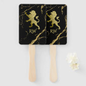 Gouden Koninklijke Leeuw Monogram Handwaaier (Voorkant en achterkant)