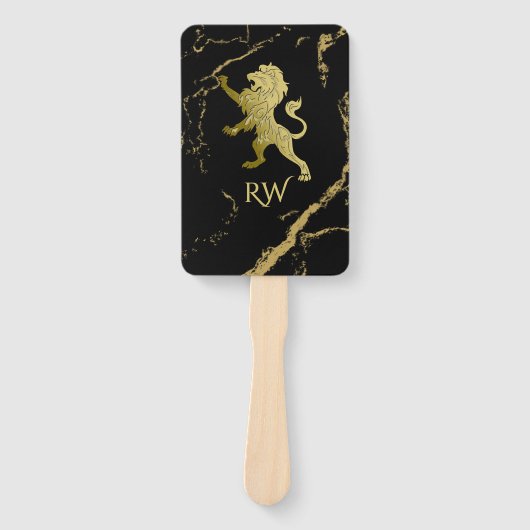 Gouden Koninklijke Leeuw Monogram Handwaaier (Voorkant)