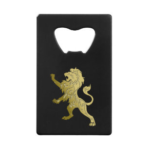 Gouden Koninklijke Leeuw op Zwart Creditkaart Flessenopener