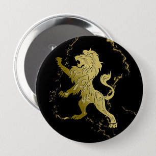 Gouden Koninklijke Leeuw Ronde Button 4,0 Cm