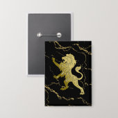 Gouden Koninklijke Leeuw Zwarte Marmer Button (Voorkant / Achterkant)