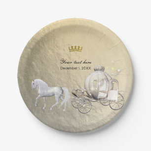 Gouden Koninklijke Prinses Sprookjes Boek Koets & Papieren Bordje