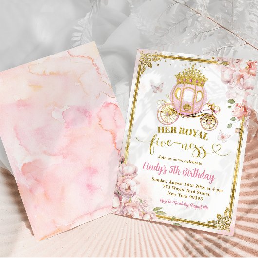 Gouden Koninklijke Vijfde Prinses Carriage Verjaar Kaart