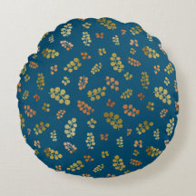 Gouden koperen bessen op Navy Round Pillow