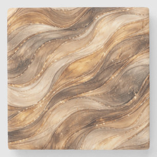 Gouden Koperen Golven Abstract Patroon Leggings Stenen Onderzetter