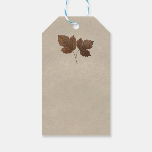 Gouden koperen herfstbladeren Elegant op maat gema Cadeaulabel (Achterkant)