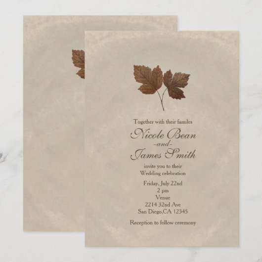 Gouden koperen herfstbladeren Elegante aangepaste  Kaart (Voorkant / Achterkant)