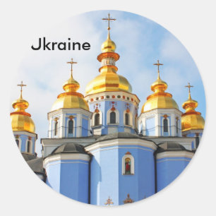 Gouden kopieën van kathedraal in Kiev, Oekraïne Ronde Sticker