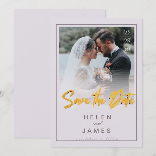 Gouden koppel foto klassieke kaart voor save the d (Voorkant / Achterkant)