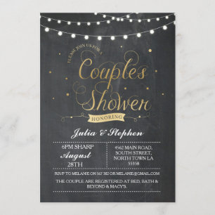 Gouden Koppels Douche Polka Dot Chalk Uitnodigen Kaart