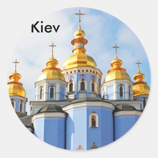 Gouden koppen van de kathedraal in Kiev, Kiev Ronde Sticker (Voorkant)