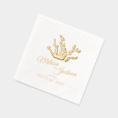 Gouden koraal bruiloft aangepaste naam folie servetten (Links)