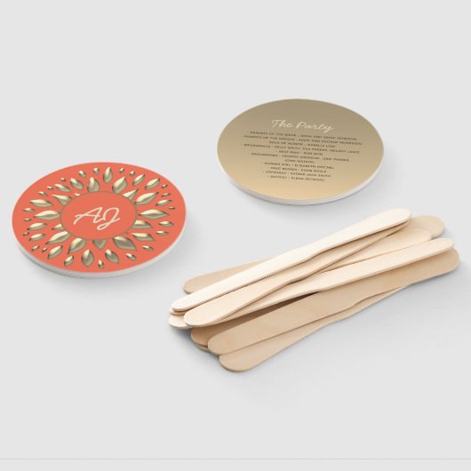 Gouden koraal bruiloft programma handwaaier (Niet-gemonteerd)