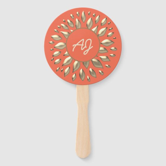 Gouden koraal bruiloft programma handwaaier (Voorkant)