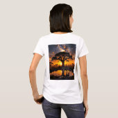 Gouden kosmisch watergat zonsondergang t-shirt (Achterkant volledig)