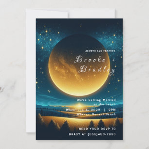 Gouden Kosmische Horizon Bruiloft Kaart