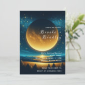 Gouden Kosmische Horizon Bruiloft Kaart (Staand voorkant)