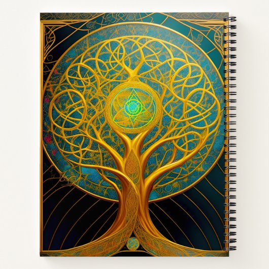 Gouden kosmische levensboom notitieboek (Achterkant)