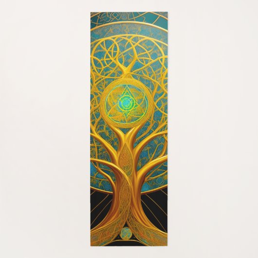 Gouden kosmische levensboom yogamat (Achterkant)