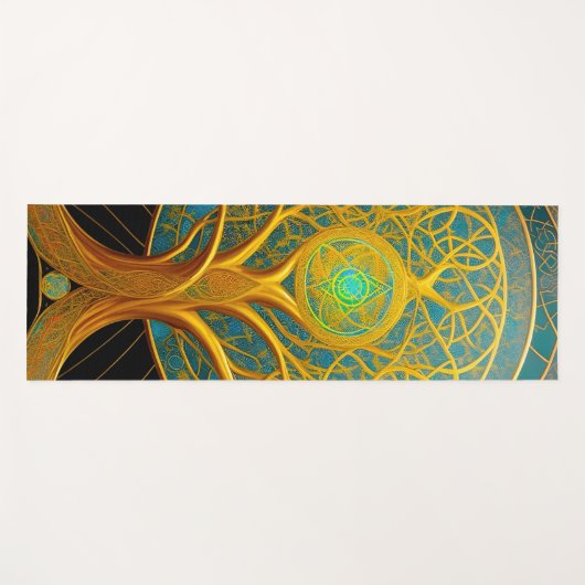 Gouden kosmische levensboom yogamat (Voorkant (horizontaal))