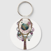Gouden kosmische tennisracket sleutelhanger (Achterkant)