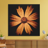 Gouden Kosmos Bloem op Zwart Canvas Afdruk (Insitu (Woonkamer))