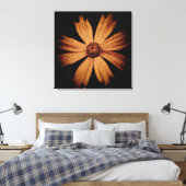 Gouden Kosmos Bloem op Zwart Canvas Afdruk (Insitu (Slaapkamer))