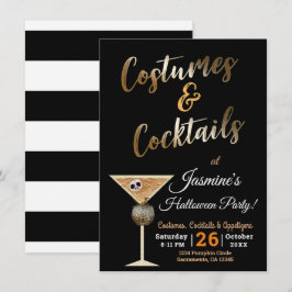 Gouden Kostuums & Cocktails Schedel Drink Hallowee Kaart