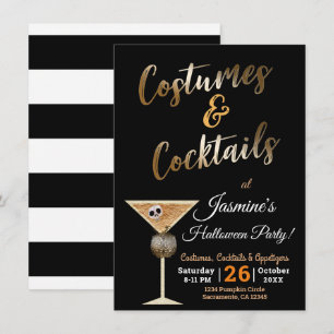 Gouden Kostuums & Cocktails Schedel Drink Hallowee Kaart