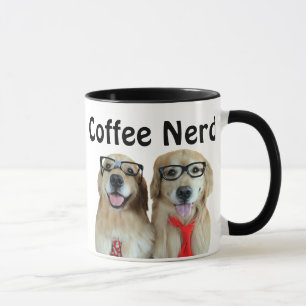 Gouden koudriever met nerd glas mok