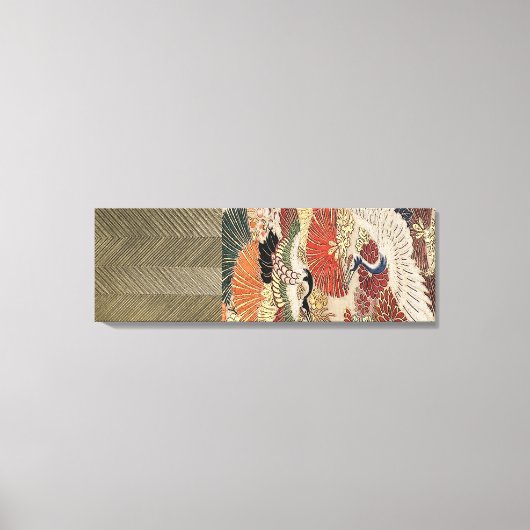 Gouden kraan op Zijde Tapestry Canvas Afdruk (Voorkant)