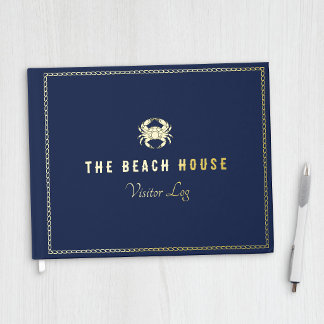 Gouden Krab & Touwframe Nautilus Bezoekerslogboek Gastenboek