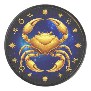 🦀 Gouden Krab Zodiac Hockeypuck Kosmisch Cadeau Hockey Puck