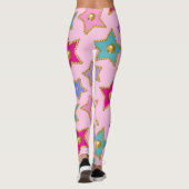 Gouden Kralen Verfraaide Kleur Sterren op Roze Gro Leggings (Achterkant)