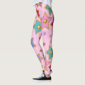 Gouden Kralen Verfraaide Kleur Sterren op Roze Gro Leggings (Links)