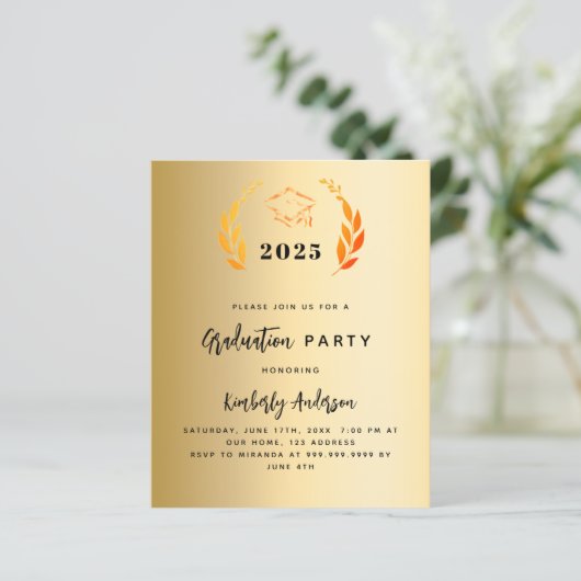 Gouden krans 2025 Uitnodiging voor het afstudeerfe (Staand voorkant)