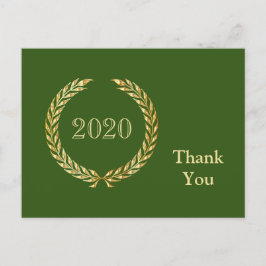 Gouden krans afstudeer dankjewel groen briefkaart