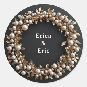 Gouden krans Bedankt citaat op parel achtergrond ✨ Ronde Sticker