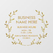 Gouden Krans Bedrijfs Openingstijden Winkel Raamsticker (Vel)