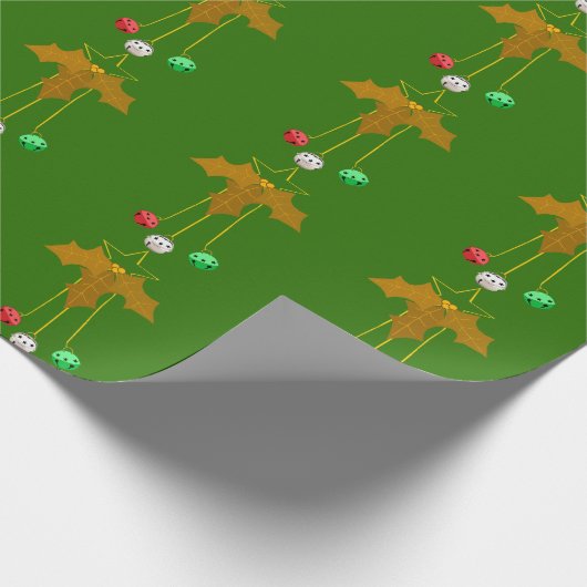 Gouden krans en Jingle Bells Green Wrapping Paper Cadeaupapier (Hoek)