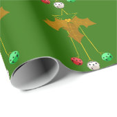Gouden krans en Jingle Bells Green Wrapping Paper Cadeaupapier (Rol Hoek)