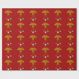 Gouden krans en Jingle Bells Red Wrapping Paper Cadeaupapier