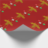 Gouden krans en Jingle Bells Red Wrapping Paper Cadeaupapier (Hoek)
