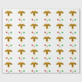 Gouden krans en Jingle Bells White Wrapping Paper Cadeaupapier (Vlak)