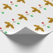 Gouden krans en Jingle Bells White Wrapping Paper Cadeaupapier (Hoek)